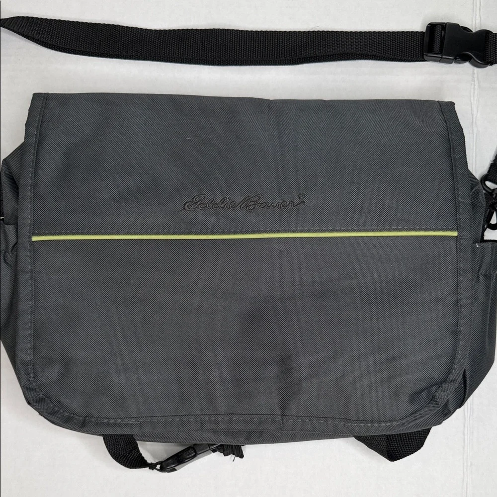 Eddie Bauer Gray Messenger Cooler Bag with Lime Trim